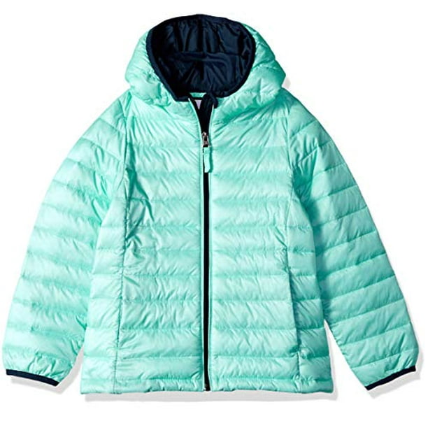 Essentials Girls Lightweight Water-Resistant Packable Hooded Puffer Jacket